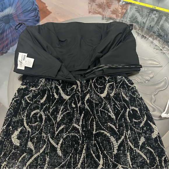 💎Avanti Elegant Black & Silver Women's cocktail dress Size 8 Strapless silk NWOT - Picture 9 of 13
